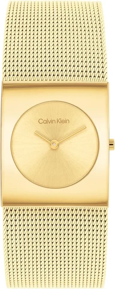 Calvin Klein Analog Quarzuhr für Damen Kollektion CK Pulse mit Edelstahl-Mesh-Gliederarmband
