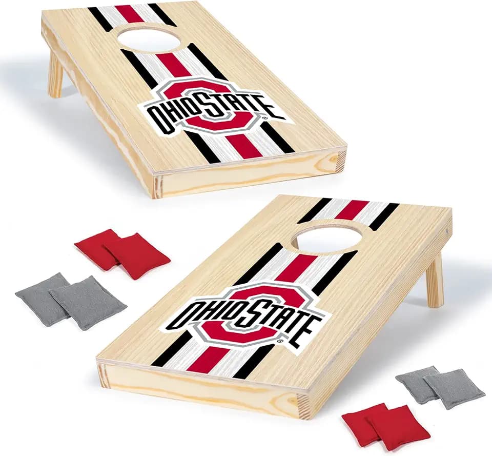 Wild Sports College Portable Size 1' x 2' Solid Wood Cornhole Set with Direct Print HD Team Graphics – Travel Size