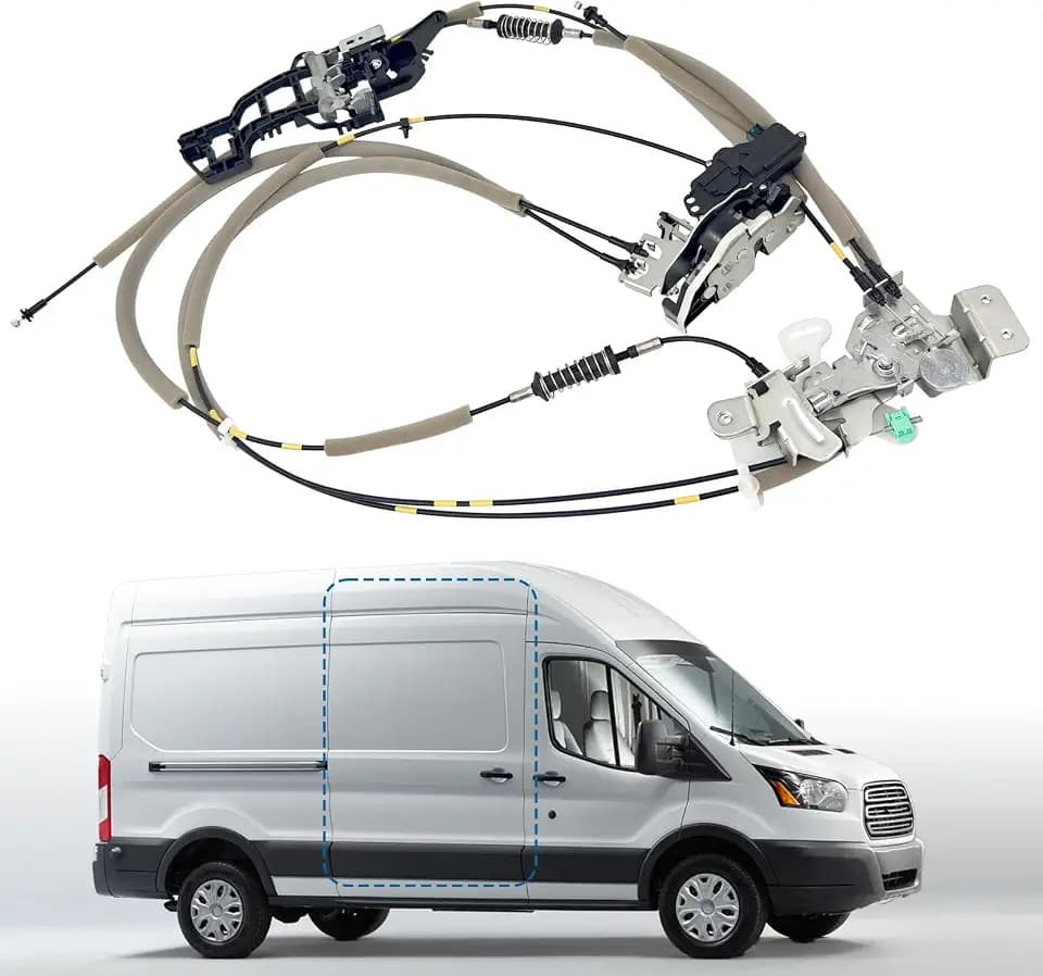 Right Side Sliding Door Lock Actuator Latch Cable Fit for 2015-2017 Power Door Locks,2018-2020 Manual Door Locks Ford Transit 150 250, Transit-350 350 HD & Thomas Transit Liner # CK4Z61264A00B/D