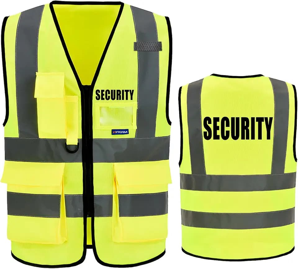 AYKRM Warnweste Gelb Orange schwarz Ordner Security Brandschutzhelfer