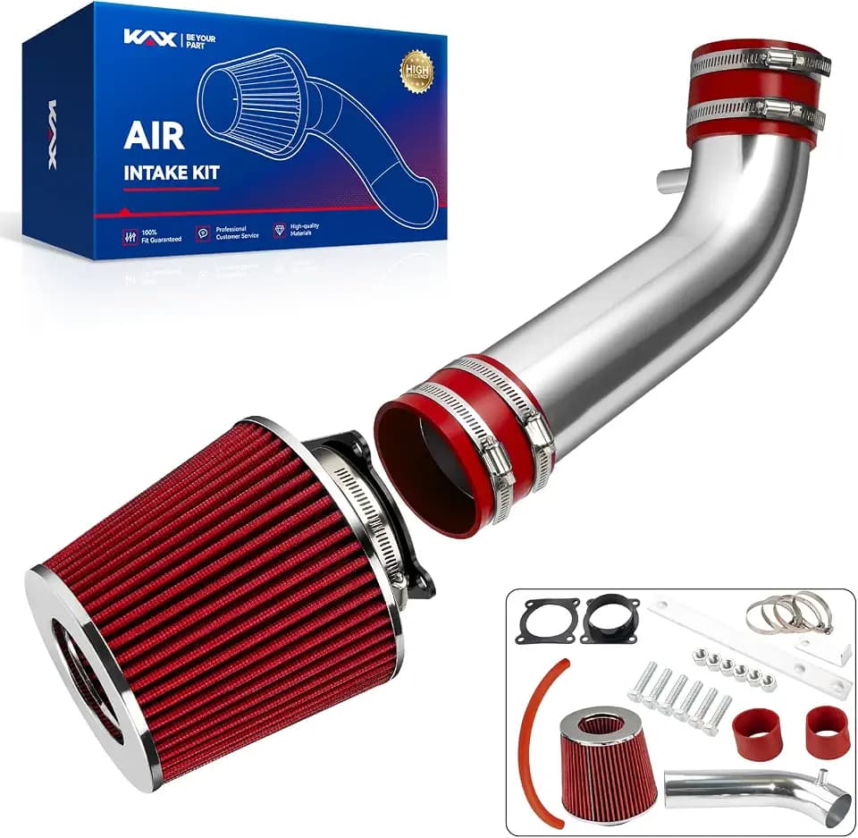 KAX Cold Air Intake Kit with Filter Heat Shield for 2003-2006 FX35, G35, 350Z 3.5L Engines (Red)