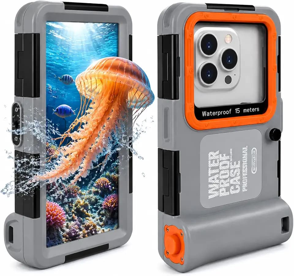 DANZHANG IP68 Underwater Phone Case for Snorkeling, (50ft/15M) Professional Waterproof Diving Case (2026 Latest), for iPhone 7-17 Pro Max/Pro/Plus/Mini, SE 2/3, Underwater Photo & Video（Grey）