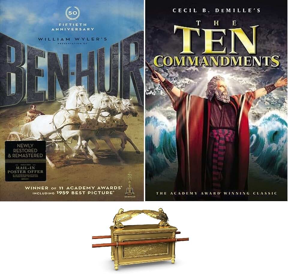 Ben Hur & The Ten Commandments Charlton Heston Double Feature 2 DVD Set Includes Bonus Ark of The Covenants Art Card