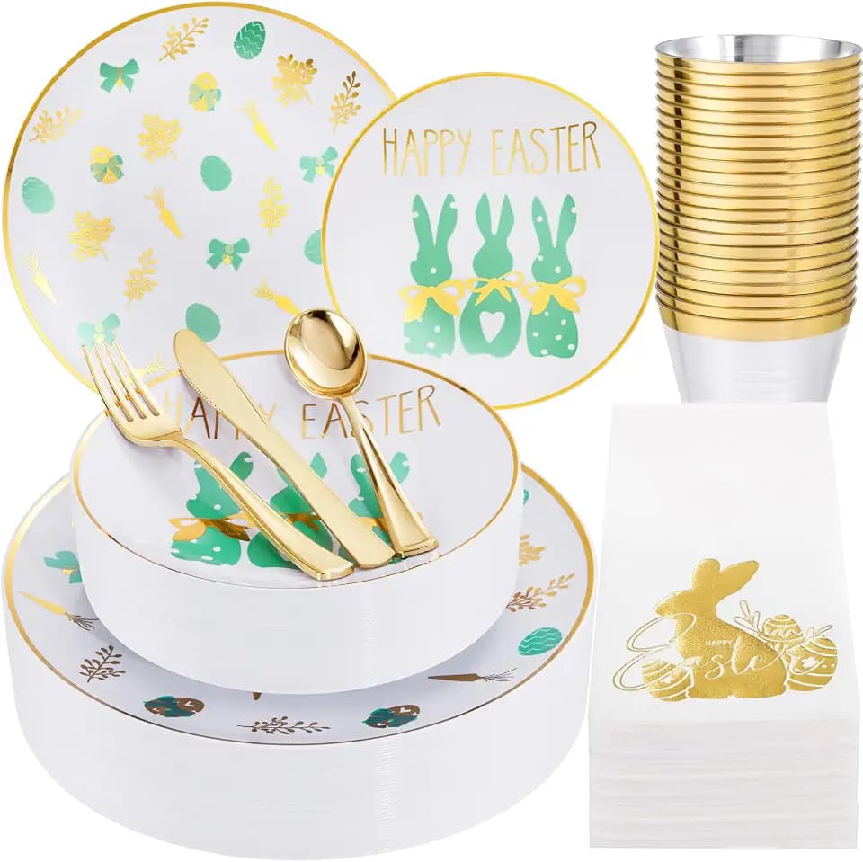 Hioasis 175pcs Party Plastic Plates