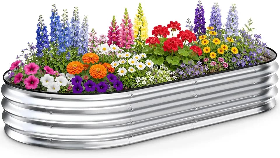 NEWBULIG Galvanized Raised Garden Bed Outdoor, 4x2x1ft Planter Box