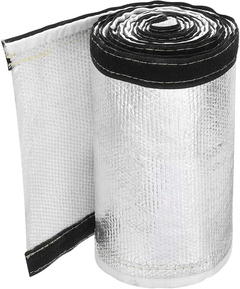 MECCANIXITY 1.5mm Heat Shroud Aluminized Sleeving 2" ID x 10FT Aluminum Metallic Fiberglass Heat Shroud for Fuel Lines Cables Electrical Wiring