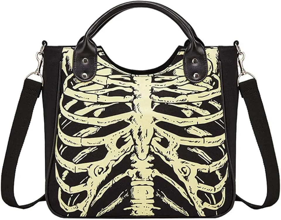 Women Punk Rivet Handbag Purse Canvas Tote Shoulder Crossbody Bag Large Capacity Satchel Black