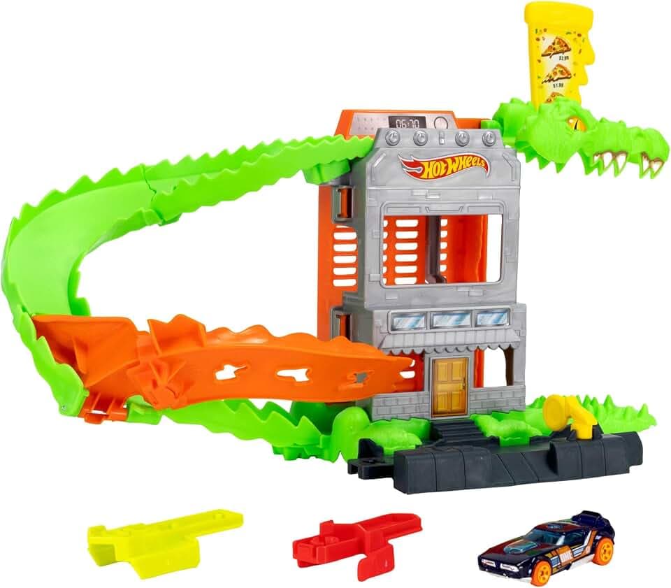 ​Hot Wheels Croc Pizza Attack Playset & 1:64 Scale Toy Car
