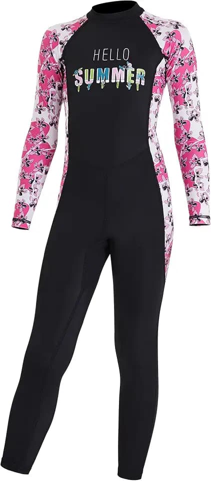 DIVE & SAIL Kids One Piece Long Sleeve Swimsuit Sun Protection Sunsuit Rash Guard