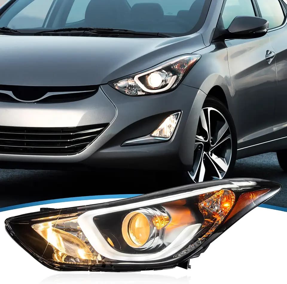 Compatible with 2014 2015 2016 Hyundai Elantra Sport/Limited Headlight Halogen & Reflection Bowl Type with LED Daytime Running Lamp 92101-3Y510 92102-3Y510