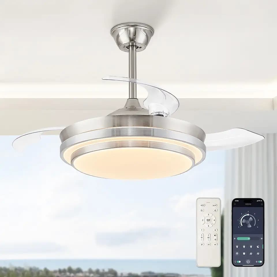 LEDIARY 42 Inch Retractable Ceiling Fans with Lights and Remote