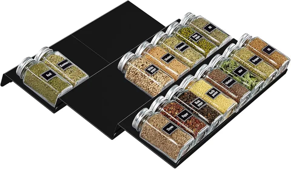 Lifewit 3 Etagen Gewürz Organizer für biz zu 24 Gewürzgläser, Schwarz