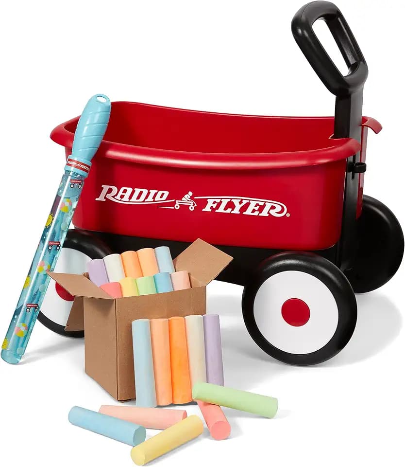 Radio Flyer Push & Pull Walker Wagon with Bubbles and Chalk, Ages 1-4 Years