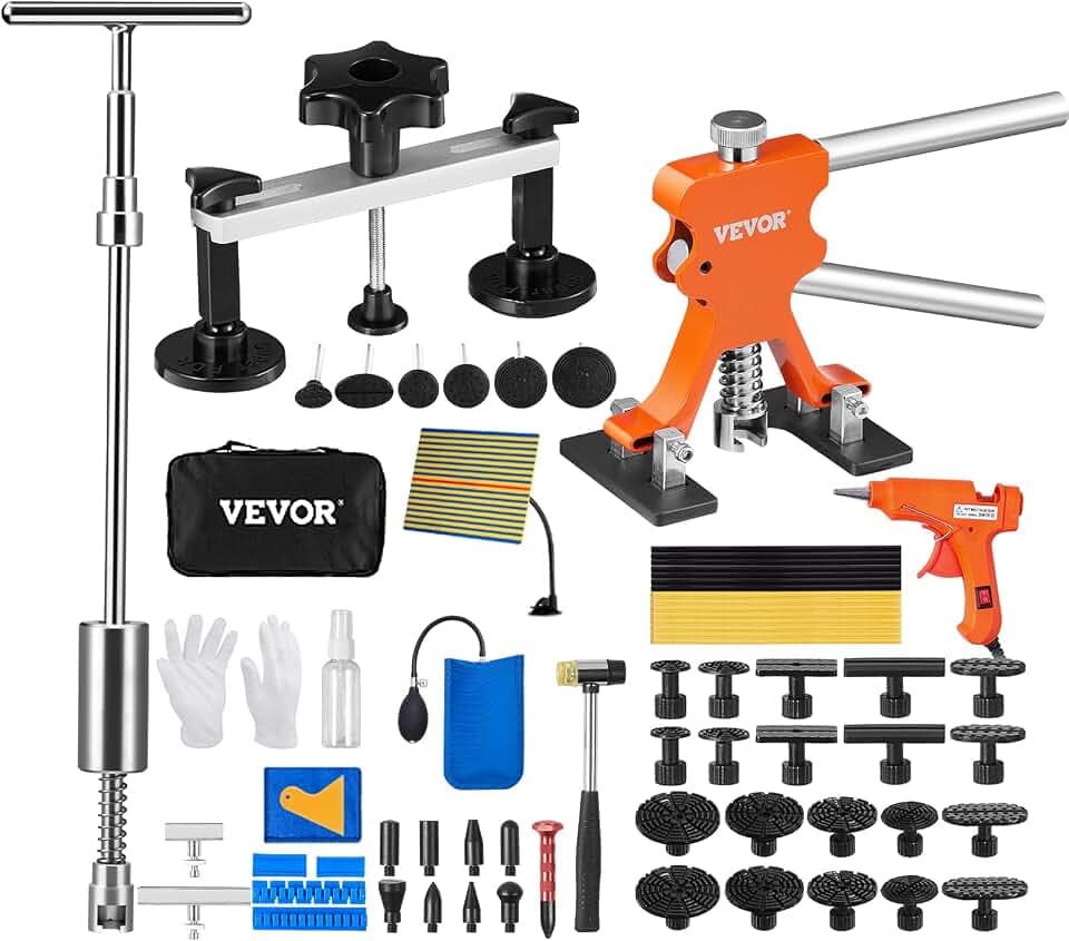 VEVOR 73 PCS Dent Repair Kit, Auto Car Body Paintless Dent Removal Tool Kit, Golden Lifter, Bridge Puller, Slide Hammer Tool Kit for Automobile Body, Washing Machine, Refrigerator