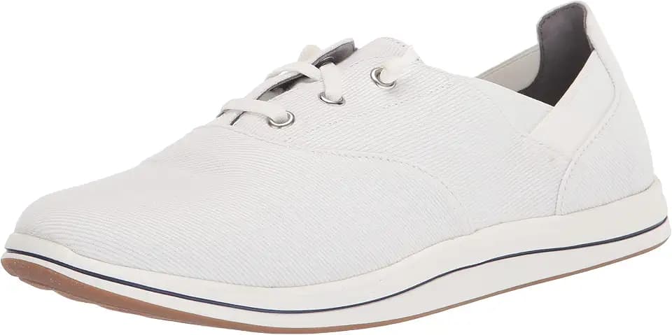Clarks Damen Breeze Ave Sneaker, weißes Leinen, 41 EU