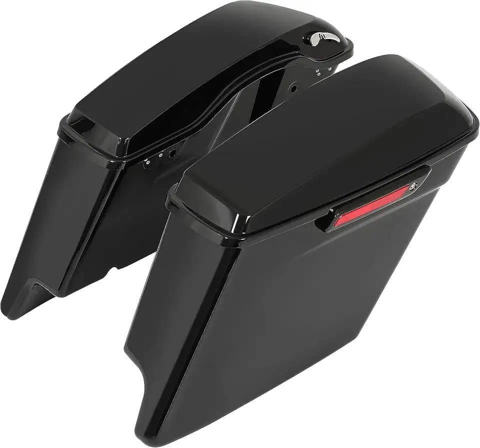 ECOTRIC 5" Stretched Extended Saddle Bags Compatible with Harley Touring