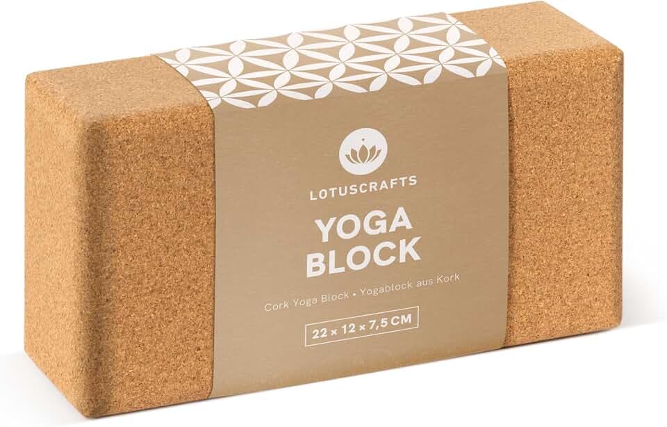 Lotuscrafts® Yoga Block Kork 2er Set oder Einzeln, Korkblock in 2 Größen, Made in Portugal, 100% Natürliche Yogablöcke aus Kork, Yoga Zubehör für Anfänger & Fortgeschrittene