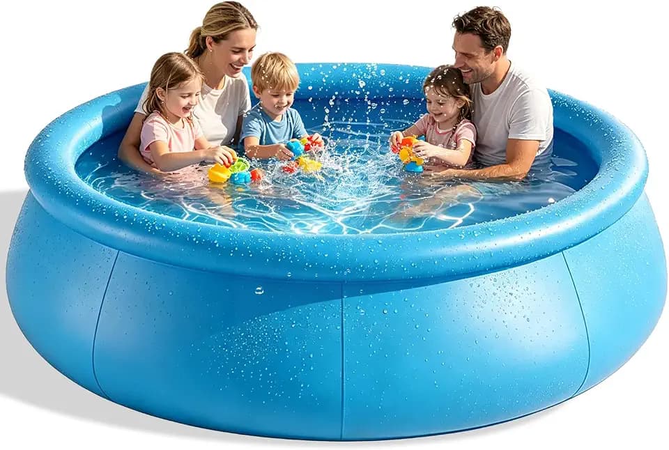 Inflatable Swimming Pool,10FT x 30IN Large Round Blow Up Pool for Family & Kids, Heavy-Duty Backyard Summer Water Party Pool with Repair Kit & Accessories