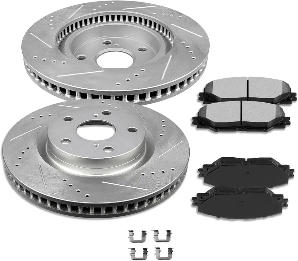 SCITOO Front Brake Kits Drill & Slotted Brakes Rotor Brake Pads:31434;D1211