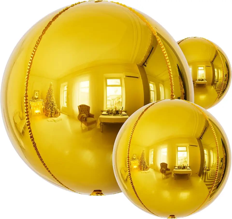 Gold Foil Balloons, 14 Pcs, 22/18/10 Inch 4D Round Mylar Balloons