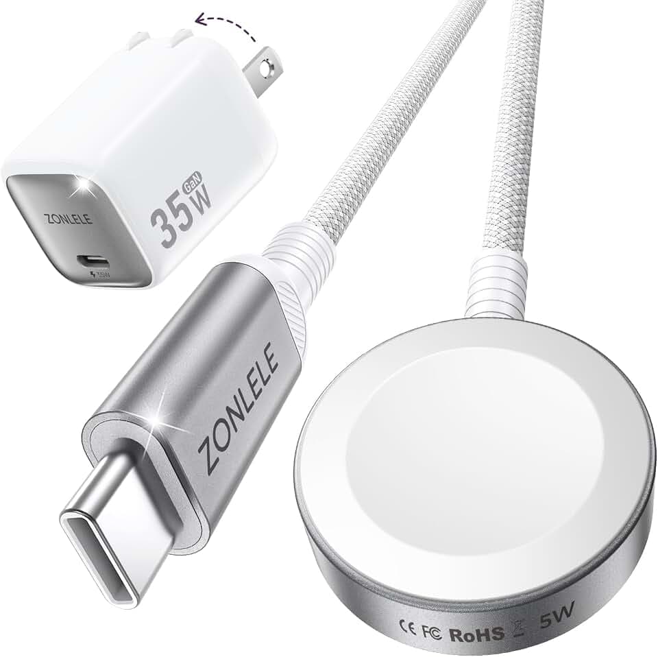 5W Fast Charging for Apple Watch Charger and USB C 35W Foldable Charger