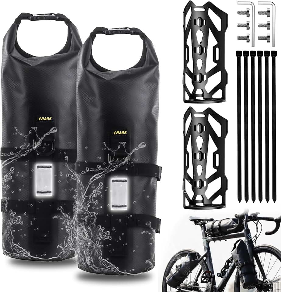 4.5L 2 Stück Gabeltaschen Fahrrad Wasserdicht Fahrradtasche Vorderrad mit Vielseitiger Halterung Rolltop Fahrrad Rahmentasche Bike Bicycle Bag für MTB Rennrad Ebikes Gravelbike Zubehör