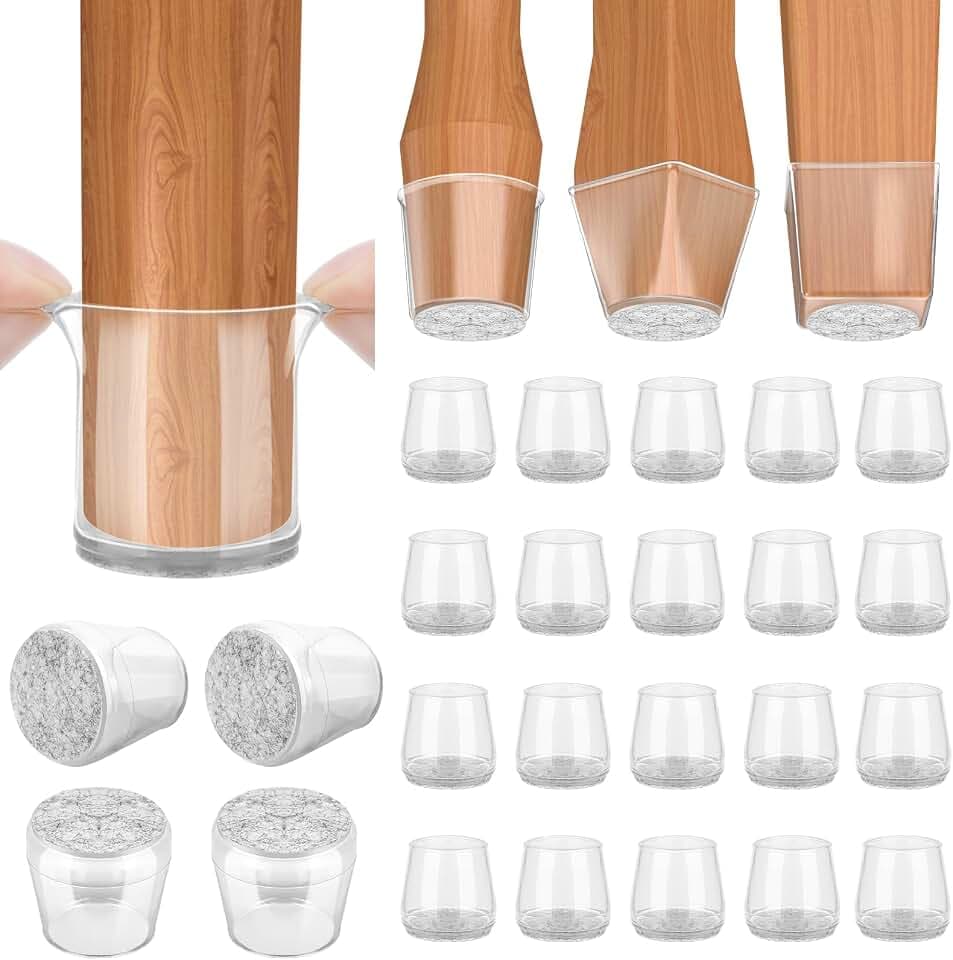 BALEINE 24PCS Silicone Chair Leg Floor Protectors for Hardwood Floors