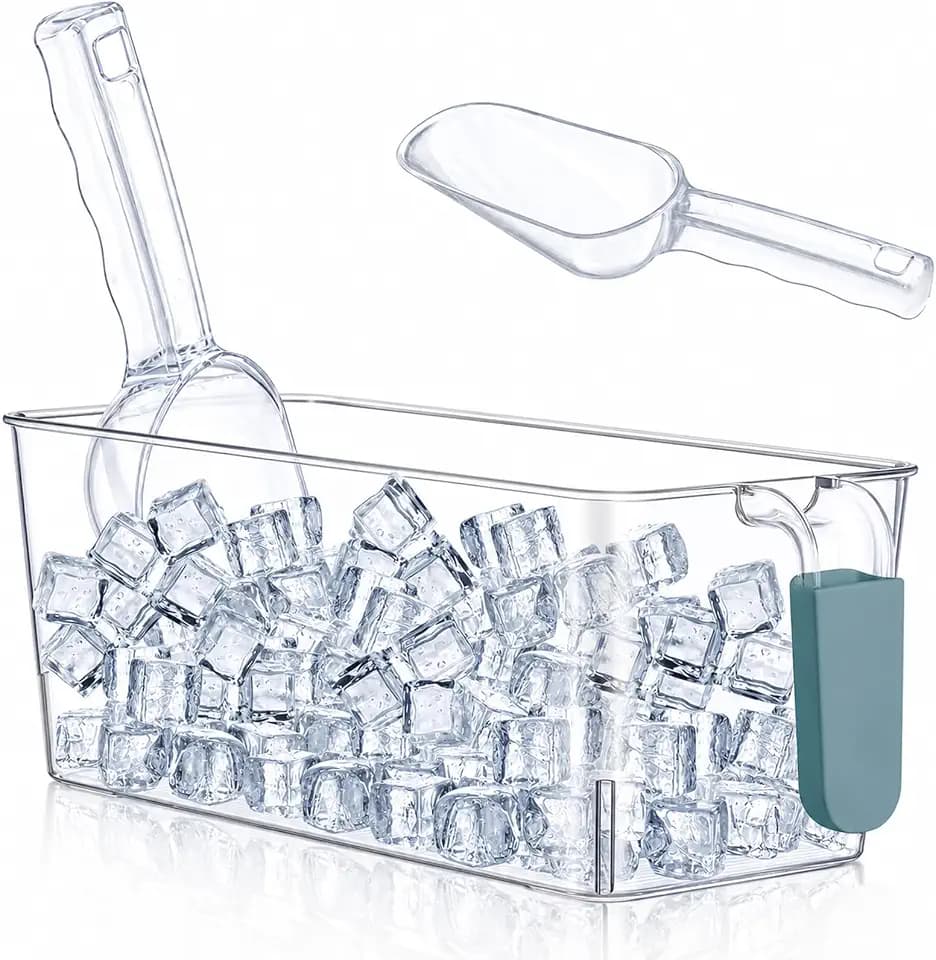 Havawish Clear Ice Bucket for Freezer Scoop Set Freezer Ice Bin Storage
