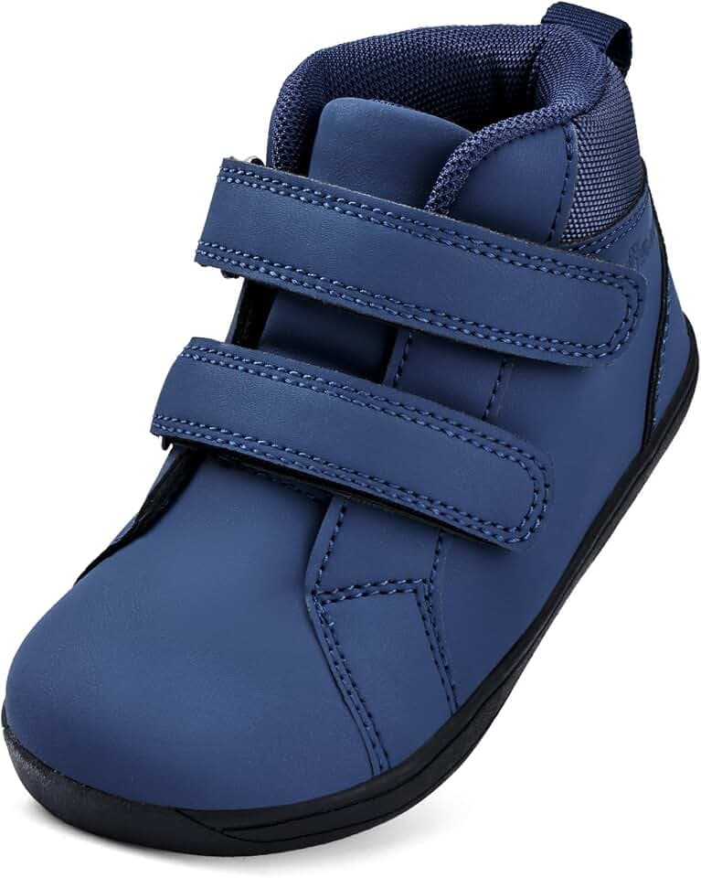 WateLves Toddler Little Kids Wide Barefoot Shoes Boys Girls Winter High Top Minimalist Sneakers Ankle Boots Leather Uniform Dress Shoes Naturally Splay