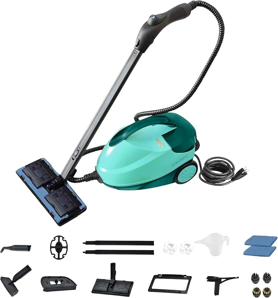 Comforday Mehrzweck-Dampfreiniger mit 17-teiligem Zubehör, 1,5-Liter-Wassertank, 9,8-Fuß-Kabel – Ideal zum Reinigen von Böden, Küchen, Fenstern, Öfen und Autos (Geschenk zum valentinstag)