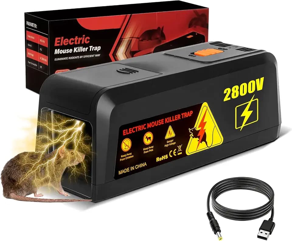 ADOGO Elektrische Rattenfallen 2800V Upgrade, Hochspannungs Elektrische Mausefalle, Rattenfallen Schlagfallen Für Ausgewachsene Ratten, Mausefalle Rattenfalle Elektrisch
