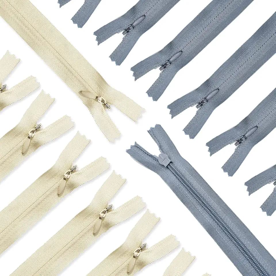 Renashed 50pcs 21.5 Inch Mix Beige&Grey Nylon Invisible Zippers for Tailor Sewer Sewing Craft Crafter's Special 20 Colors (Beige&Grey)