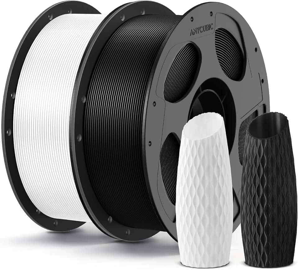 ANYCUBIC PLA Filament 1.75mm, Einfach zu drucken, 2KG Schwarz Weiß