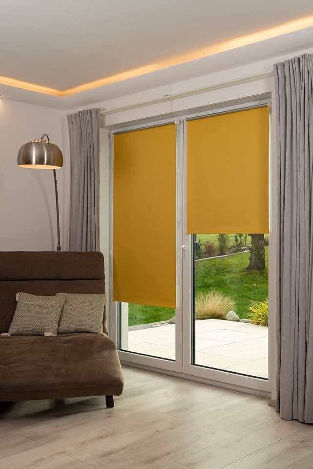 K-home 542800-24 Klemmfix Rollo Verdunklung, Gelb, 70 x 200 cm (B x L)