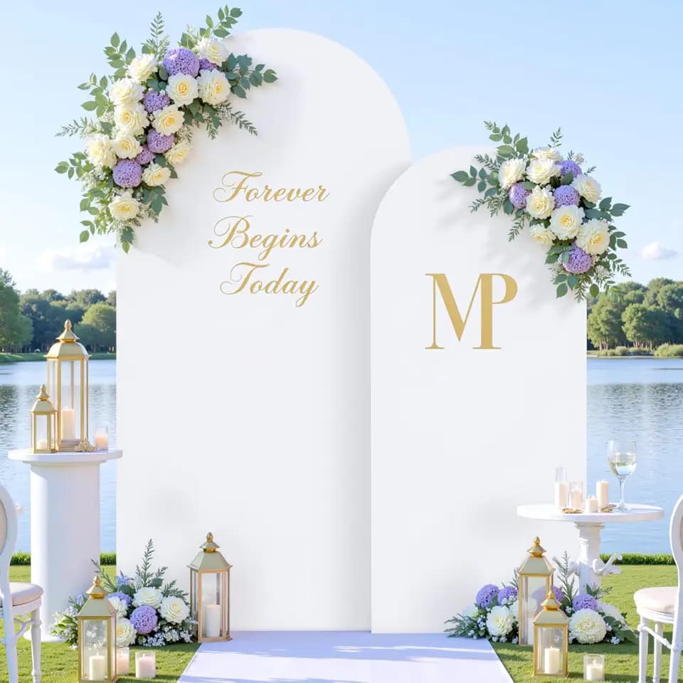 White Arch Cover Set of 2-7.2 and 6ft Arch Backdrop Cover Spandex Wedding Arch Stand Covers for Bridal Shower Wedding Baby Shower Birthday Party Ceremony Banquet Photo Background Decorations