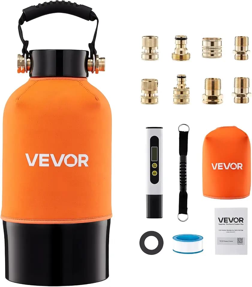 VEVOR Deionized Water System for Car Wash, Spotless Car Wash Water System with 5L DI Resin & TDS Meter, Spot-Free Deionized Water Filter for Cars RVs Motorcycles Windows