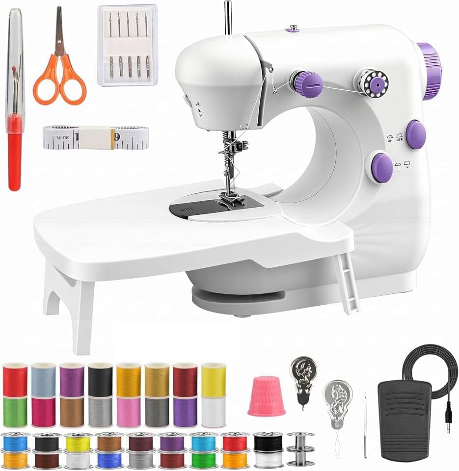 Kleine Nähmaschine Anfänger: Mini Elektrische Nähmaschine mit 46-Teile Set
