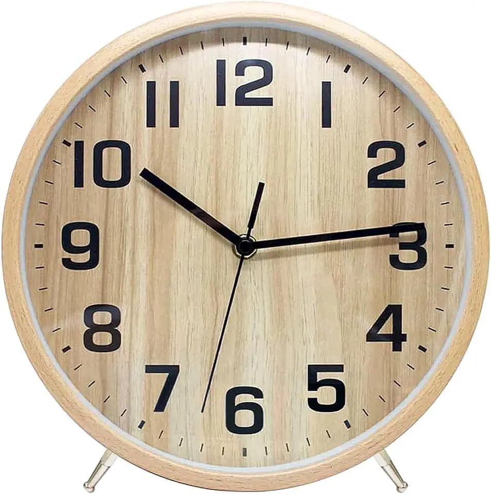 Wanduhr aus Holz, 25 cm, geräuschlos, für Wohnzimmer, Küche, modernes Design, Wanduhr, Quarz, zum Aufhängen, analog (Holz)
