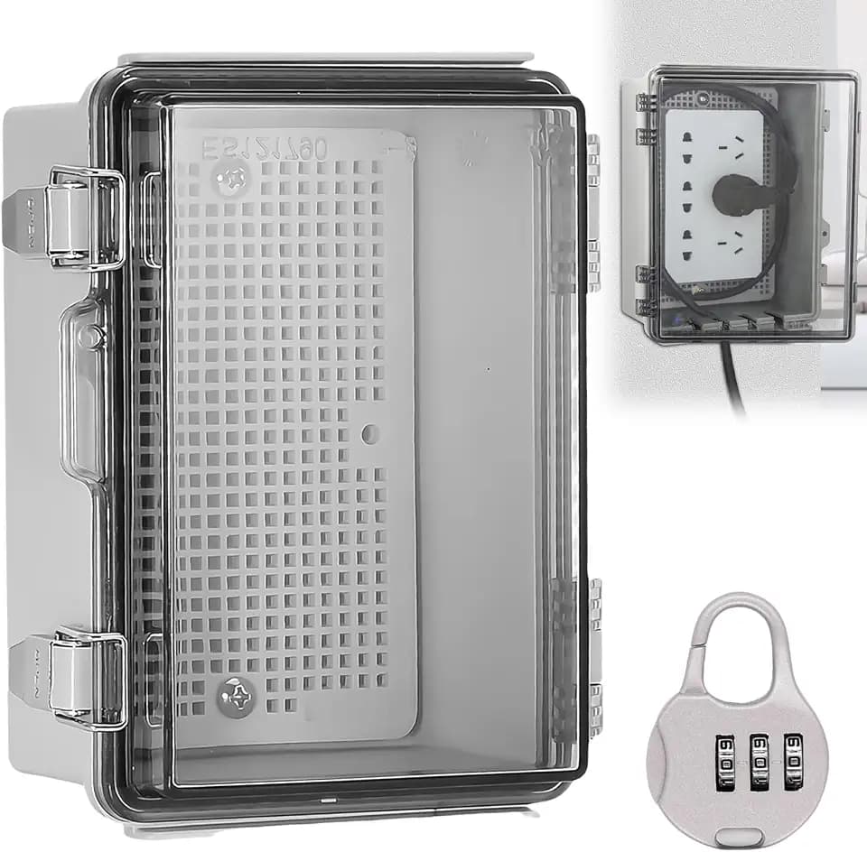 Anschlussdose Wasserdicht IP66, Verteilerkasten Aufputz, ABS Elektrisches Anschlusskästen, Außenverteilerdose, Transparentes Schaltschrank Außen mit Wandmontagezubehör Und Schloss, 220 * 170 * 110mm
