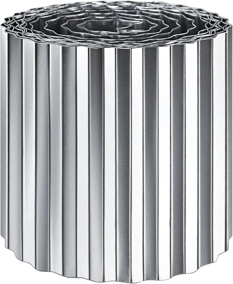 Corrugated Garden Edging 12"" x 20', Metal Landscape Edging Sturdy Garden Long Strips, Metal Edging for Landscaping, Metal Garden Edging for Lawns, Borders and Flower Beds, Silver