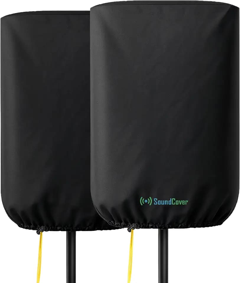 Professional Grade 600D Protective Cover for Stand Mounted 8" PA/DJ Powered Speaker - Black - Includes a 420D Storage Bag and reinforced yellow Paracord 700 draw cord