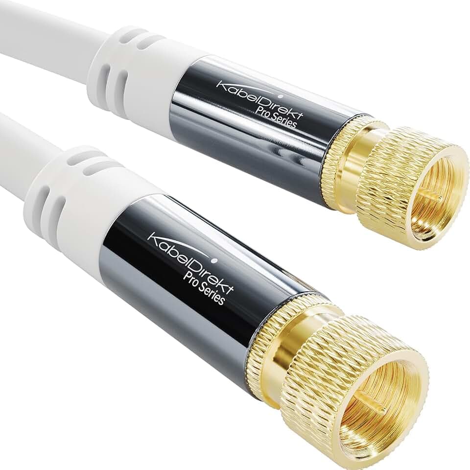 KabelDirekt – 4K SAT TV-Kabel (Koax) – 7,5m – F-Stecker, Weiß – für DVB-S2 | Satellitenkabel für DVB-S2, DVB-C & DVB-T2 – Fernsehen, Radio & Internet, doppelt geschirmt, F-Stecker