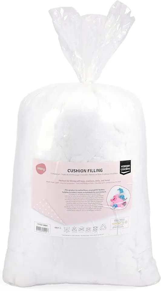 Vaessen Creative Polyester Füllwatte – 2 kg– Füllmaterial und Kissenfüllung für Kuscheltiere – Amigurumi, Häkelspielzeug & Strickprojekte – Hypoallergen & Formstabil - Waschbär