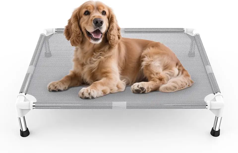 Elevated Dog Bed with Teslin Cooling Fabric - Dog Cot for Medium Dogs