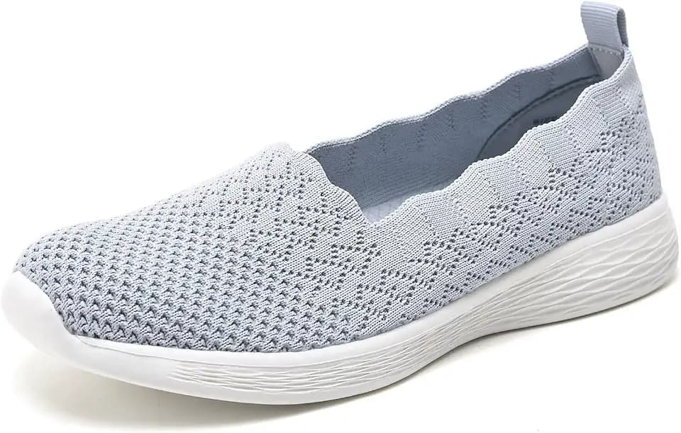 Puxowe Slip-On Shoes for Women with Memory Foam, Lightweight Knit Flats
