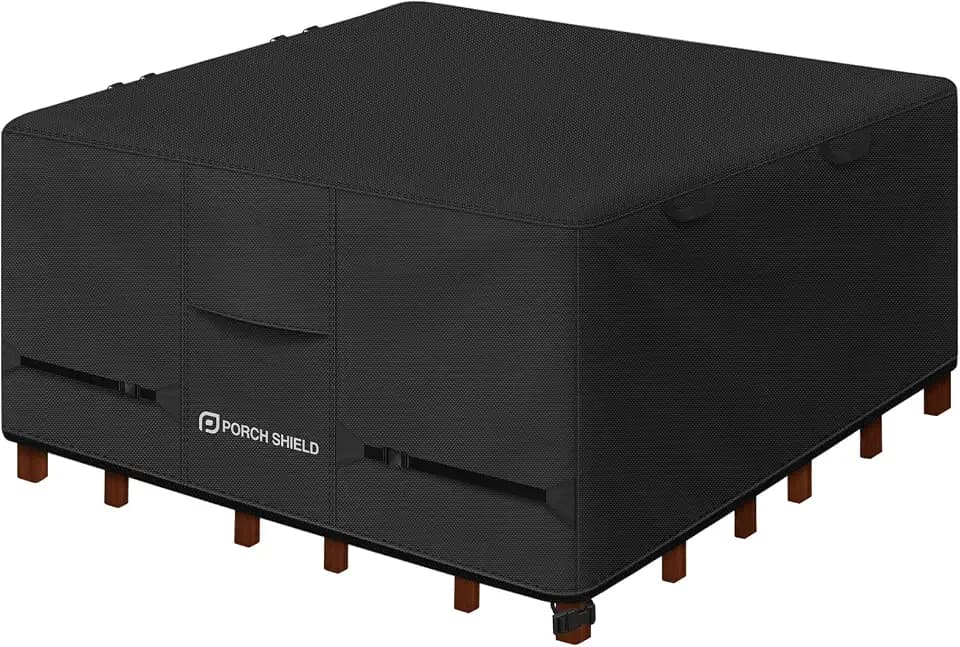 Porch Shield Waterproof Square Patio Table Cover 84 x 84 inch, Black