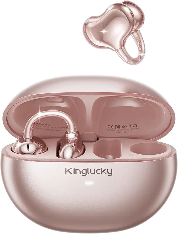 Kinglucky Upgraded Clip-On Earbuds, Open Ear Wireless Earbuds Bluetooth 6.0