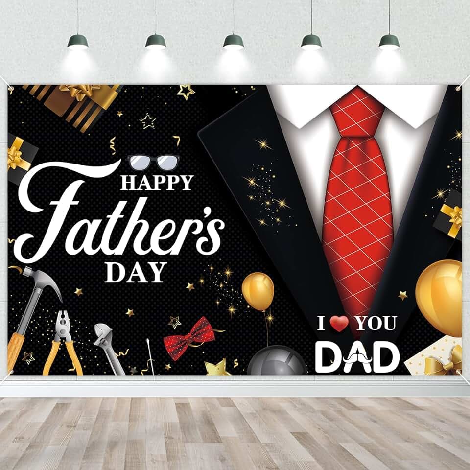 Happy Father's Day Backdrop, 72.8" X 43.3" Fathers Day Banner Father’s Day Photography Backdrop for Father Day Party Photo Booth Prop Supplies