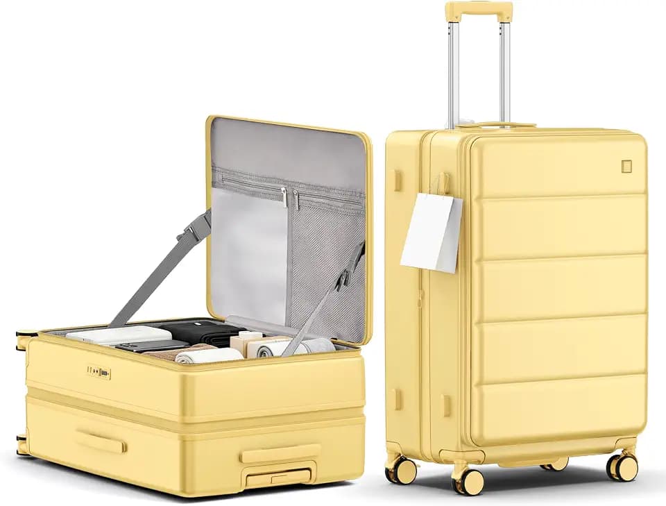 28 Inch Checked Luggage Side Opening Expandable Hardshell Suitcase, 100% PC Lightweight with Brake Spinner Wheels, TSA Lock - Large Travel Suitcase