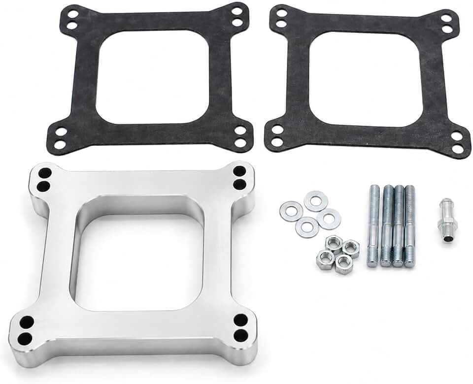 1" Aluminum Carb Carburetor Spacer W/ 3/8" Vacuum Tube fits F-ord M-opar Holley